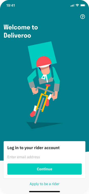 Welcome to Deliveroo rider login screen