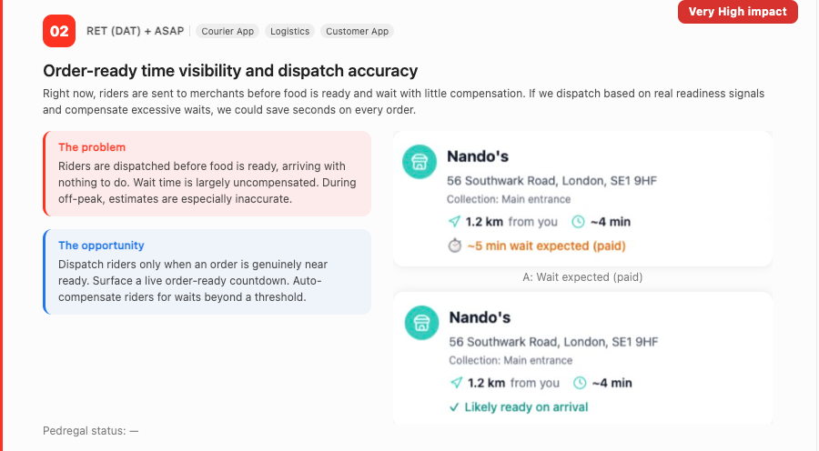 Order-ready time visibility and dispatch accuracy