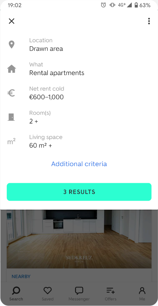 ImmobilienScout24 search filters
