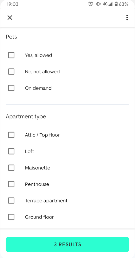 ImmobilienScout24 additional filters