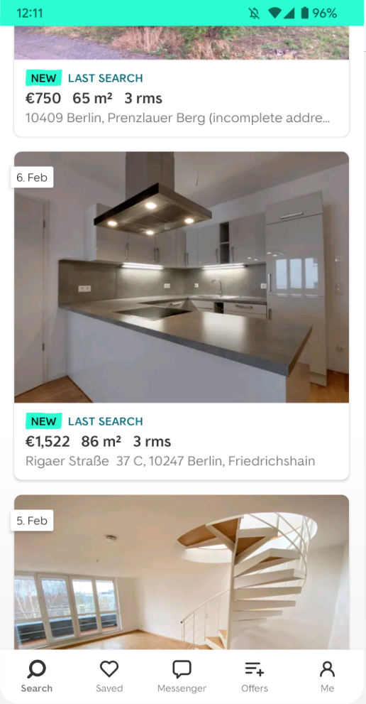 ImmobilienScout24 search results with map