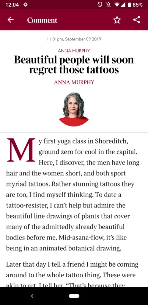 The Times article view