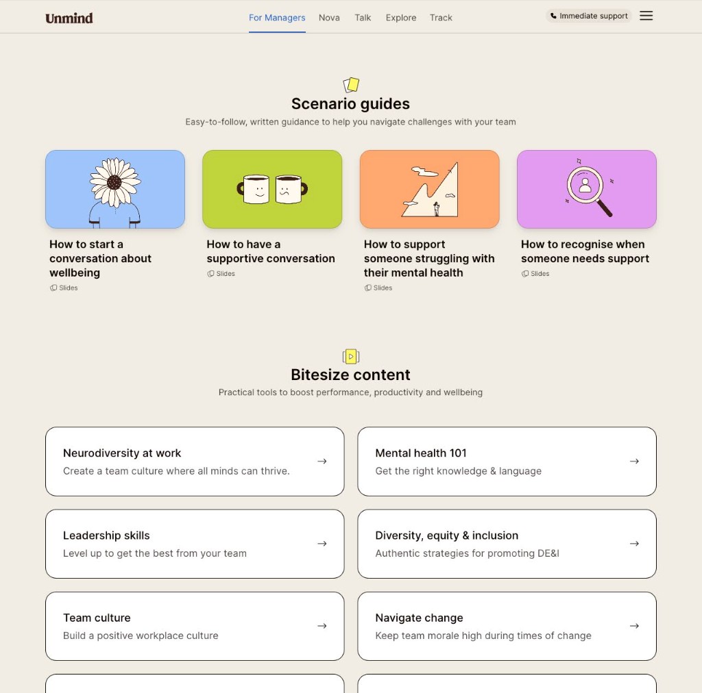 Unmind scenario guides for managers